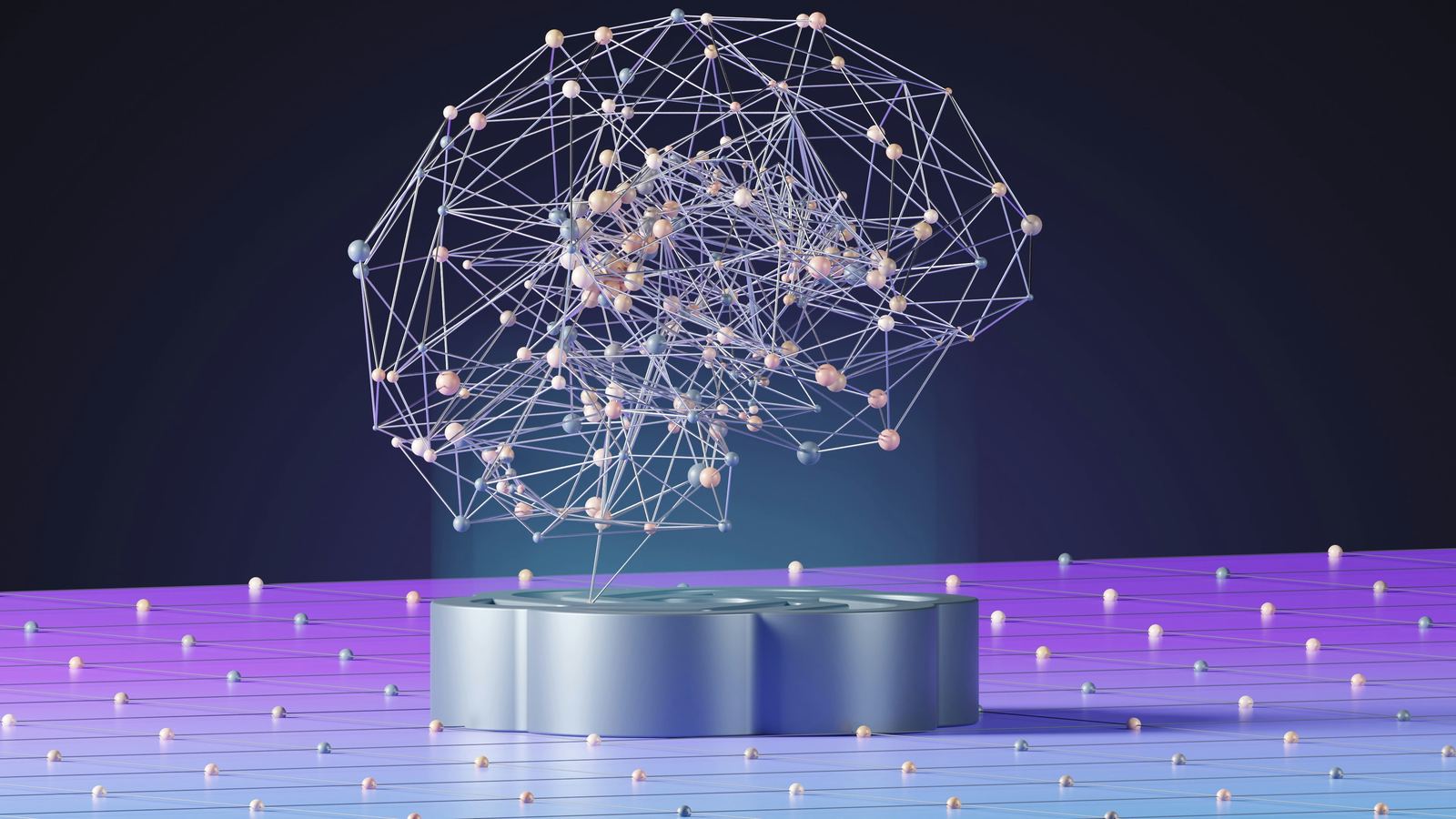 A physical sculpture of a connected neural network, representing intelligence made structural